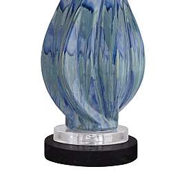 Image5 of Possi Euro Teresa Teal Ceramic Table Lamp with Round Black Marble Riser more views