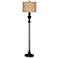 Possii Euro 58"  Woven Burlap Black Bronze Font Floor Lamp