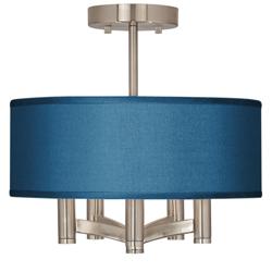 Possii Euro Blue Faux Silk Ava 5-Light Modern Nickel Ceiling Light