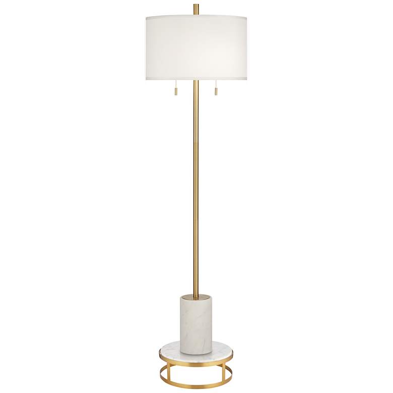 Image 1 Possii Euro Milan 69 1/2" Marble and Gold Modern Floor Lamp with Riser