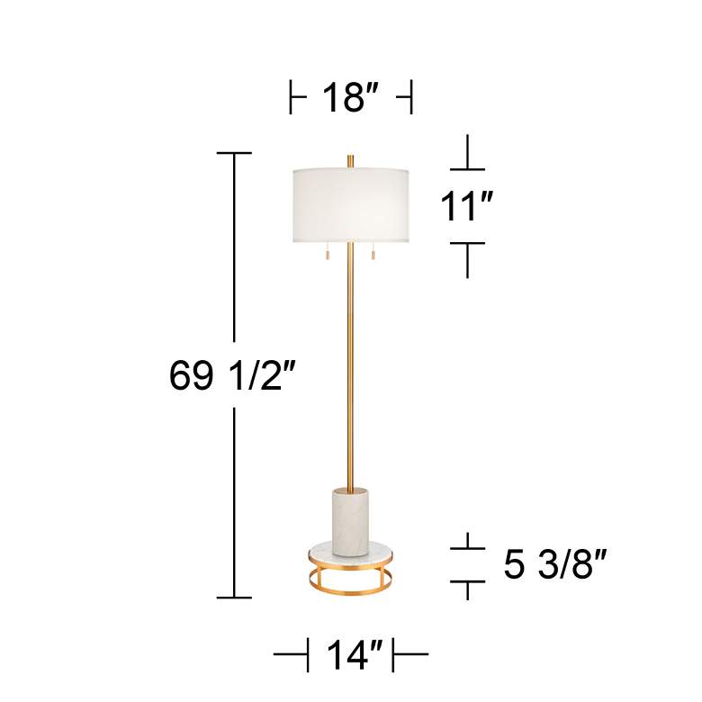 Image 6 Possii Euro Milan 69 1/2" Marble and Gold Modern Floor Lamp with Riser more views