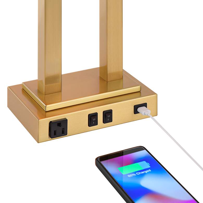 Image 3 Possini Amity Warm Brass 26" High Desk Lamp with USB Port and Outlet more views