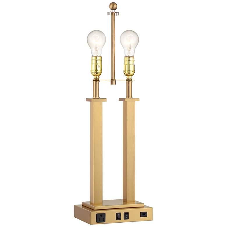 Image 7 Possini Amity Warm Brass 26" High Desk Lamp with USB Port and Outlet more views