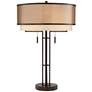 Thumbnail3 of Possini Andes Bronze Double Shade Table Lamp with USB Cord Dimmer