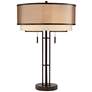 Watch A Video About the Franklin Iron Works Andes Bronze Industrial Table Lamp with Double Shade