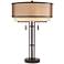 Possini Andes Bronze Double Shade Table Lamp with USB Cord Dimmer
