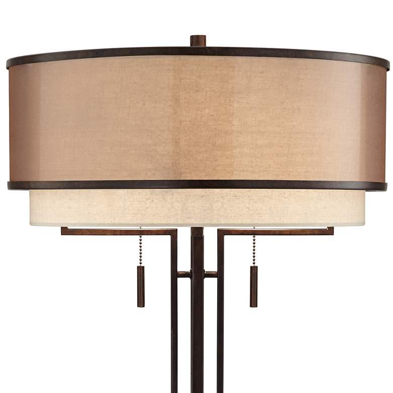 Image 3 Possini Andes Bronze Double Shade Table Lamp with USB Cord Dimmer more views