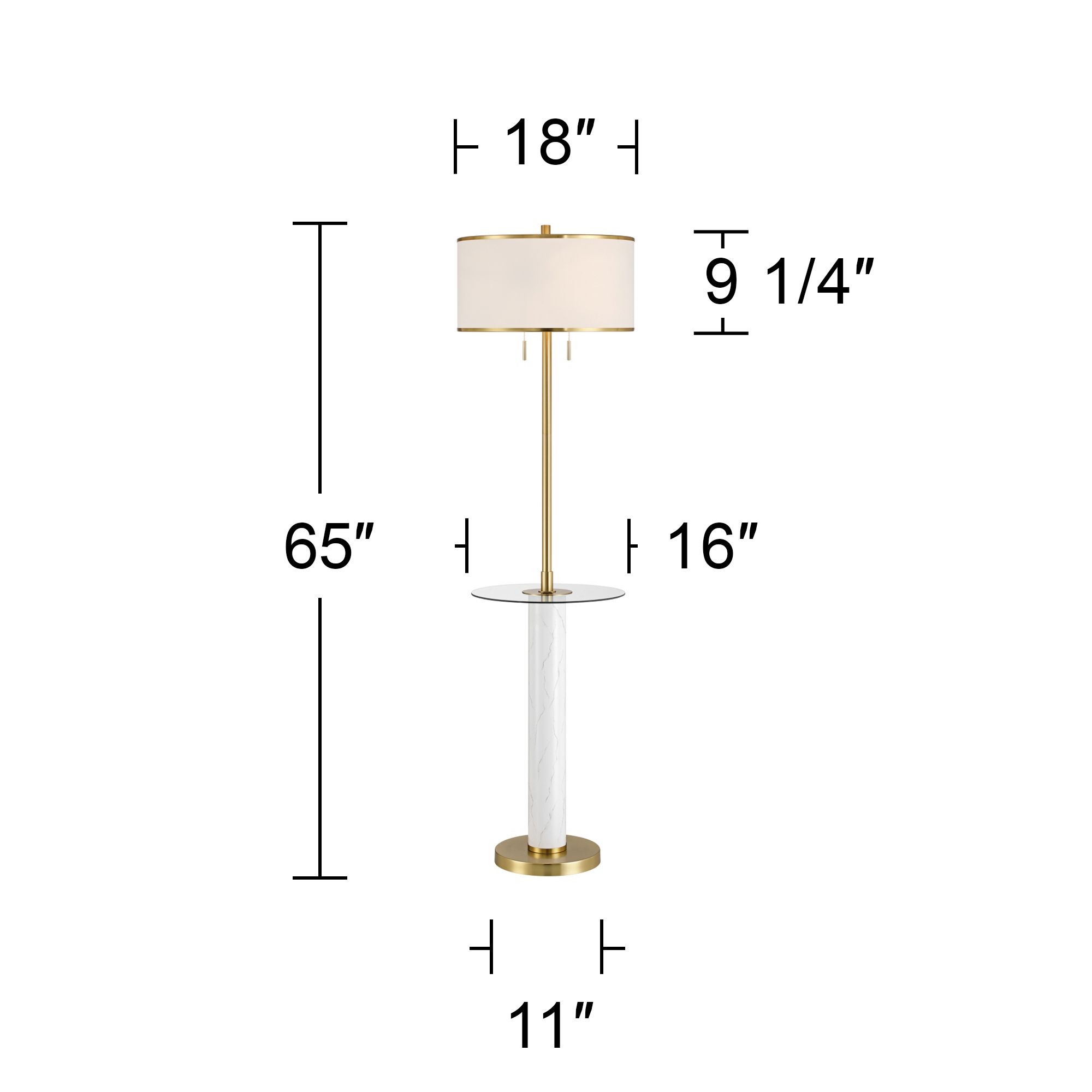 Possini Bellini 65" Faux Marble Floor Lamp with Tray Table and USB
