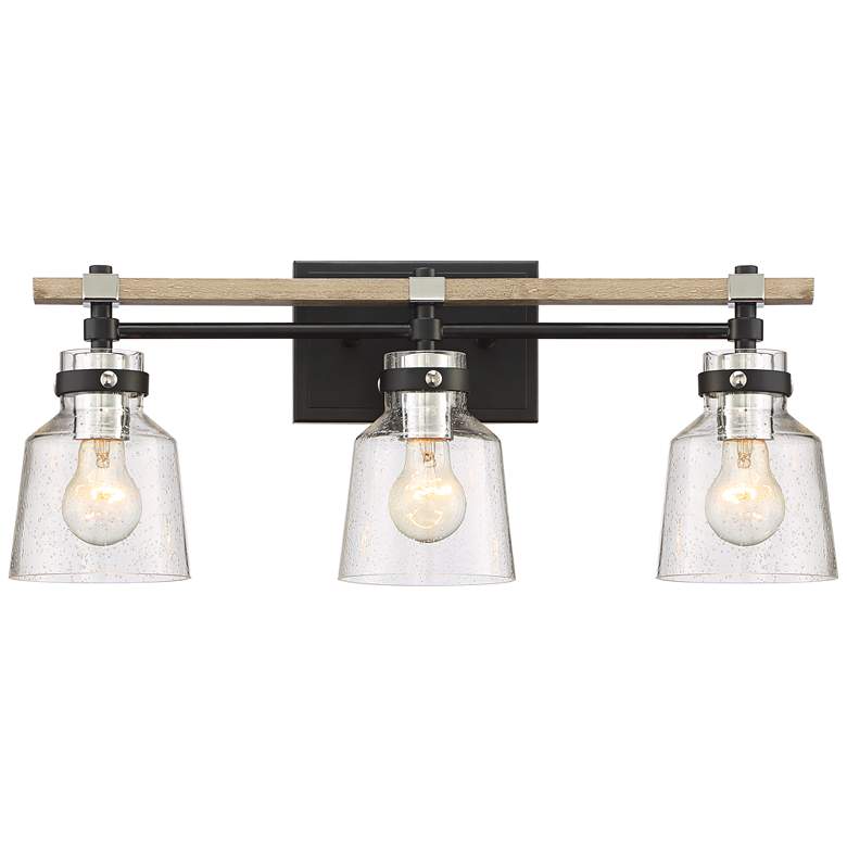 Image 2 Possini Broadway 23" Wide Black and Painted Wood 3-Light Bath Light