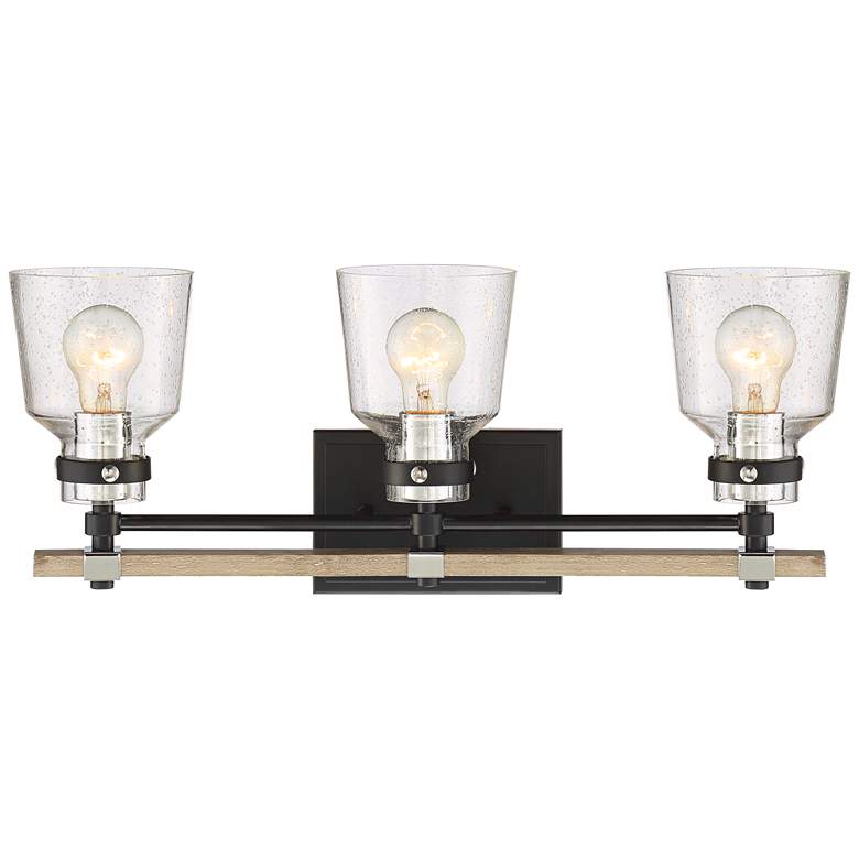 Image 4 Possini Broadway 23 inch Wide Black and Painted Wood 3-Light Bath Light more views