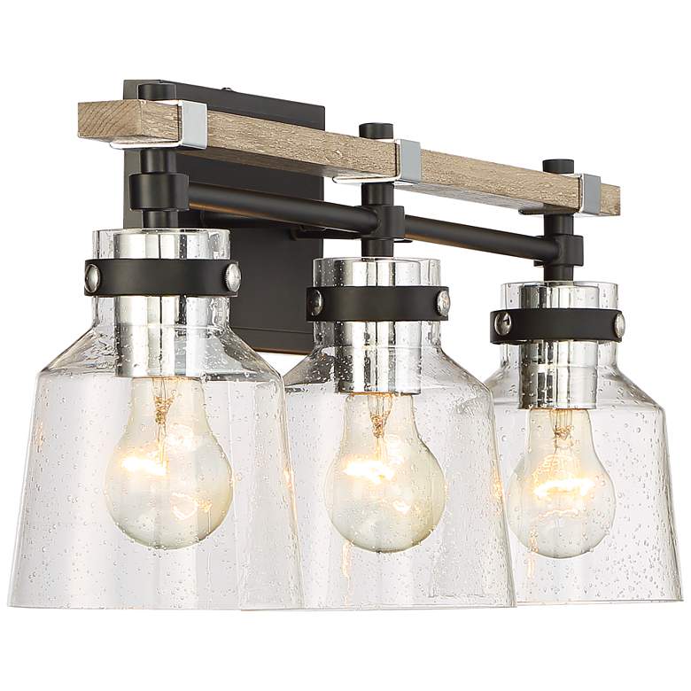 Image 6 Possini Broadway 23" Wide Black and Painted Wood 3-Light Bath Light more views