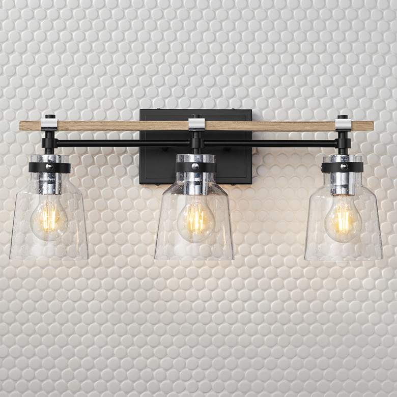 Image 7 Possini Broadway 23" Wide Black and Painted Wood 3-Light Bath Light more views