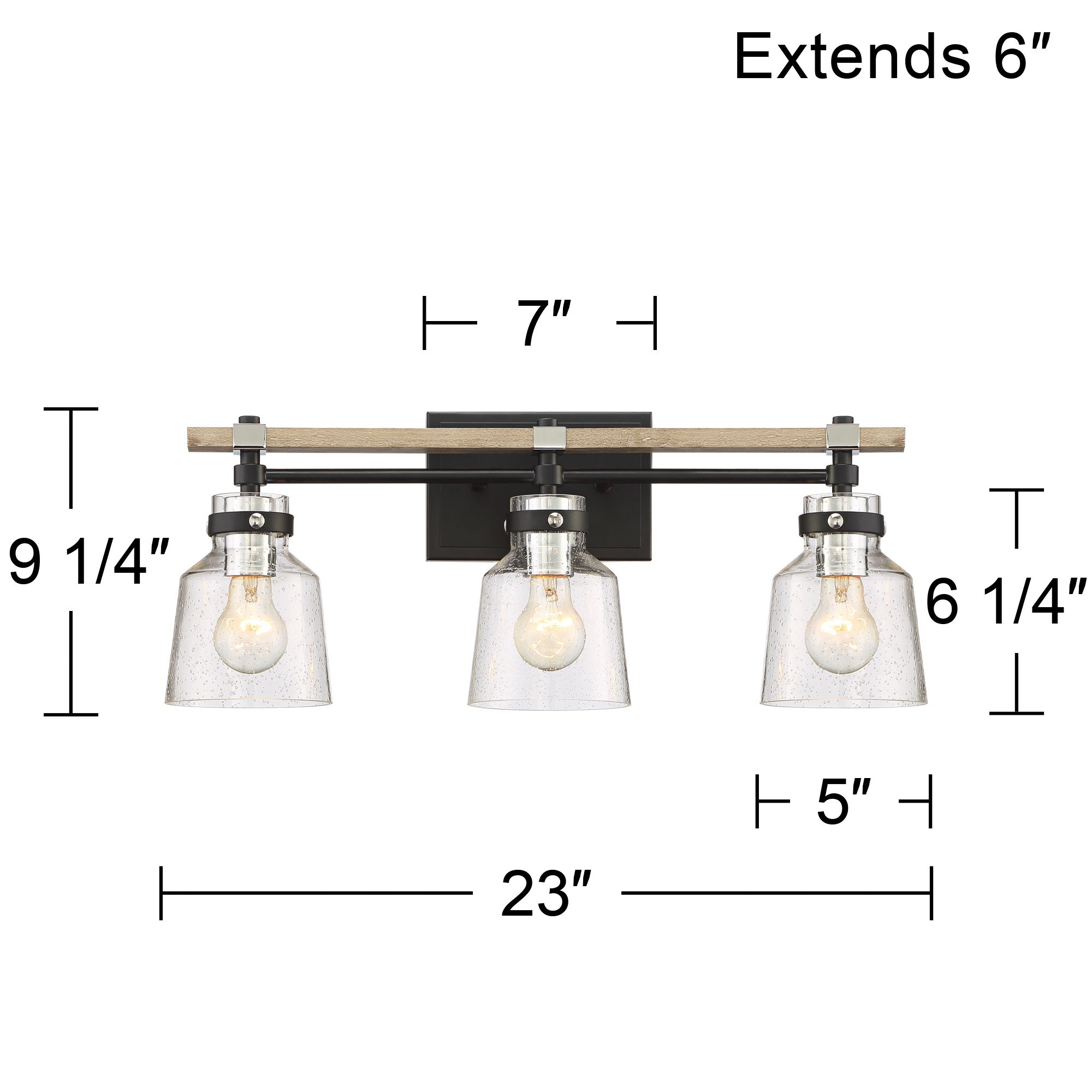Possini Broadway 23" Wide Black and Painted Wood 3-Light Bath Light in scene
