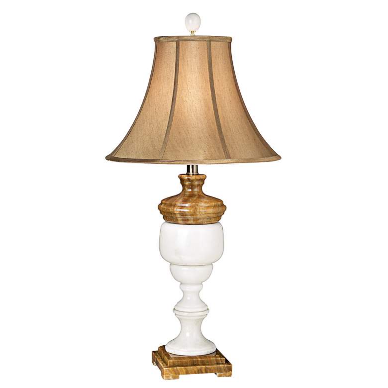 Image 1 Possini&#174; Brown and Ivory Marble Urn Table Lamp