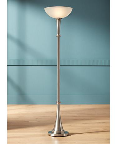 Possini Burbank 70" Brushed Nickel Torchiere Floor Lamp with Dimmer