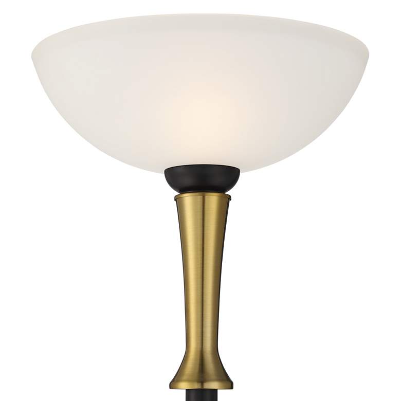 Image 3 Possini Burbank 70 inch Black and Brass Torchiere Floor Lamp with Dimmer more views