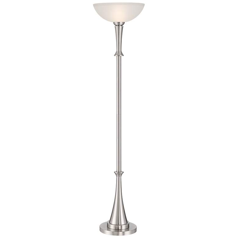 Image 2 Possini Burbank 70" Brushed Nickel Torchiere Floor Lamp with Dimmer
