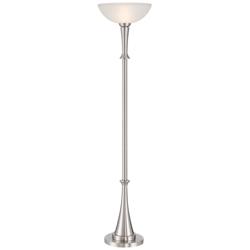 Possini Burbank 70" Brushed Nickel Torchiere Floor Lamp with Dimmer