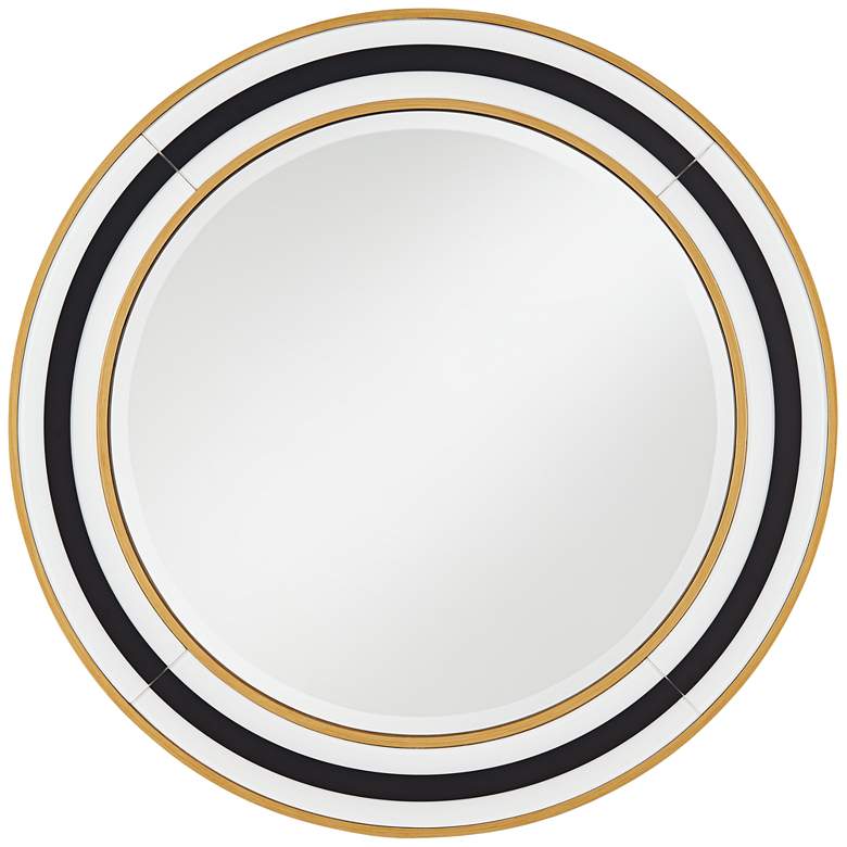 Image 2 Possini Cape Cod Black and Gold 31 1/2" Round Wall Mirror