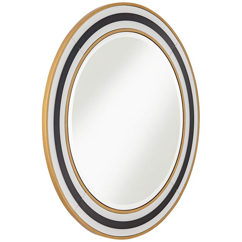 Image 7 Possini Cape Cod Black and Gold 31 1/2" Round Wall Mirror more views