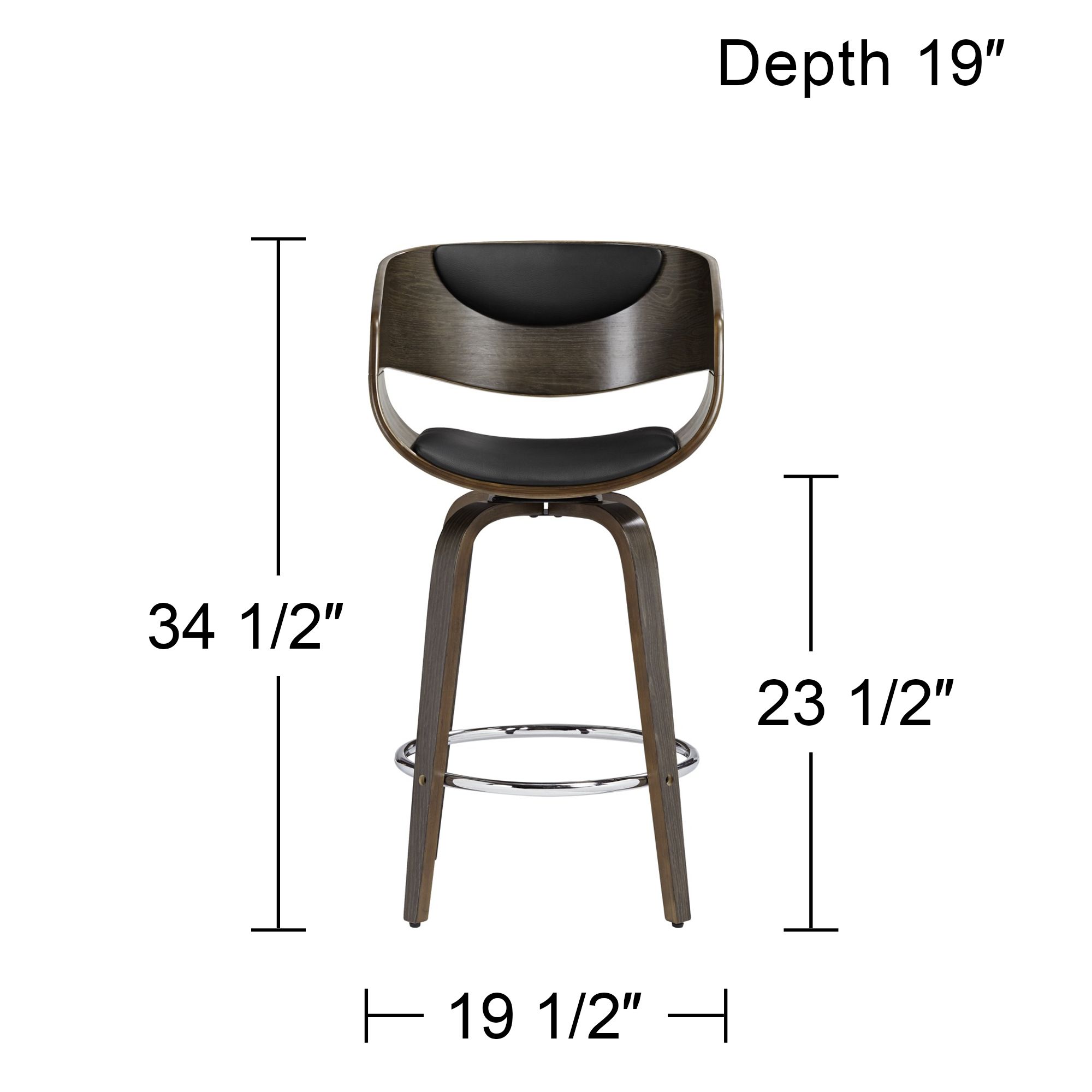 Possini Carson 23 1/2" Black/Gray Swivel Mod. Counter Stool in scene