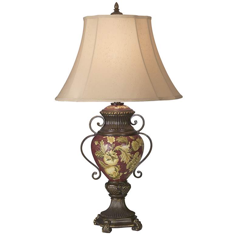 Image 1 Possini&#174; Collection Tuscan Red Floral Urn Table Lamp