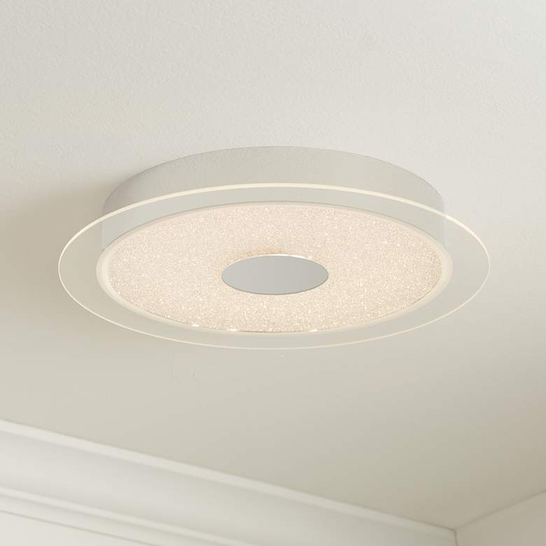 Image 1 Possini Crystal Sand 16" Glass and Chrome LED Modern Ceiling Light
