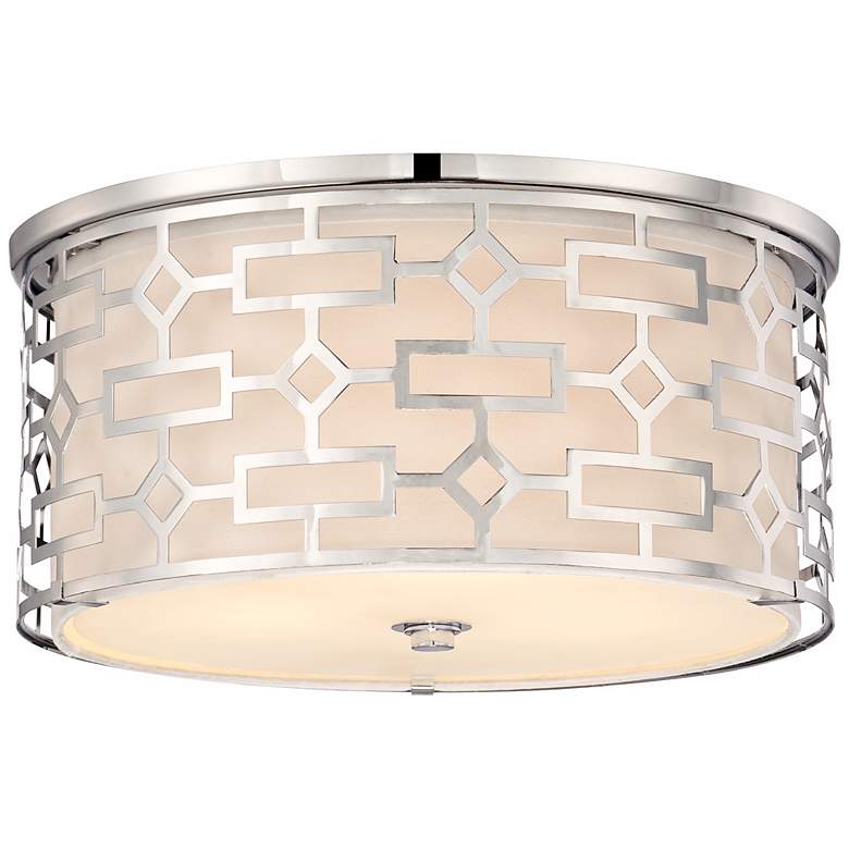 Image 1 Possini Cut-Out Chrome 14" Wide Ceiling Light Fixture