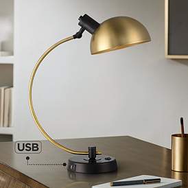 Image1 of Possini Diego 28 1/2" High Black and Gold Adjustable USB Desk Lamp