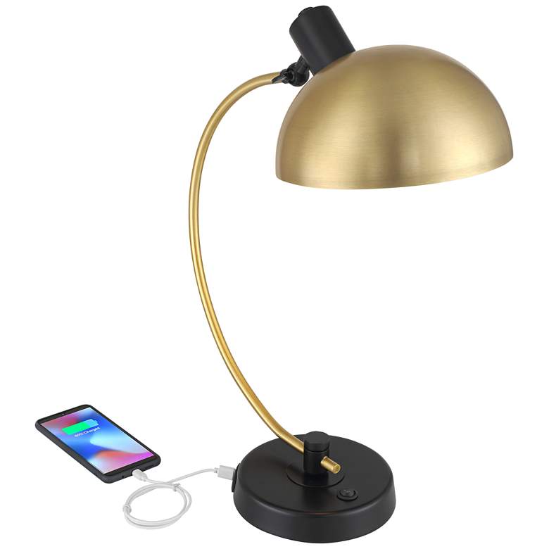 Image 3 Possini Diego 28 1/2" High Black and Gold Adjustable USB Desk Lamp more views