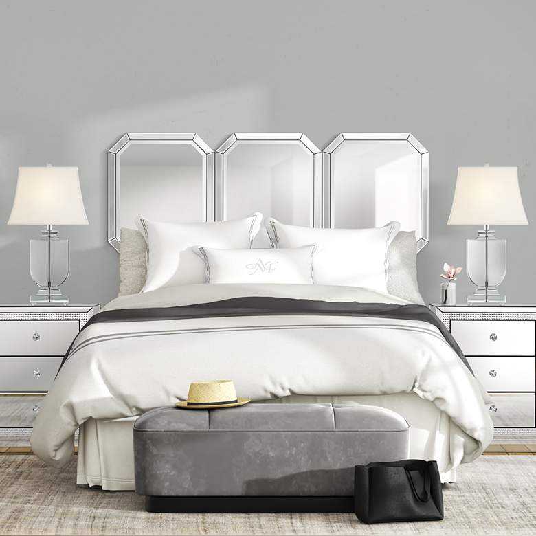 Image 1 Possini Eliana Angled Edge Queen Bed Headboard Mirrors Set of 3