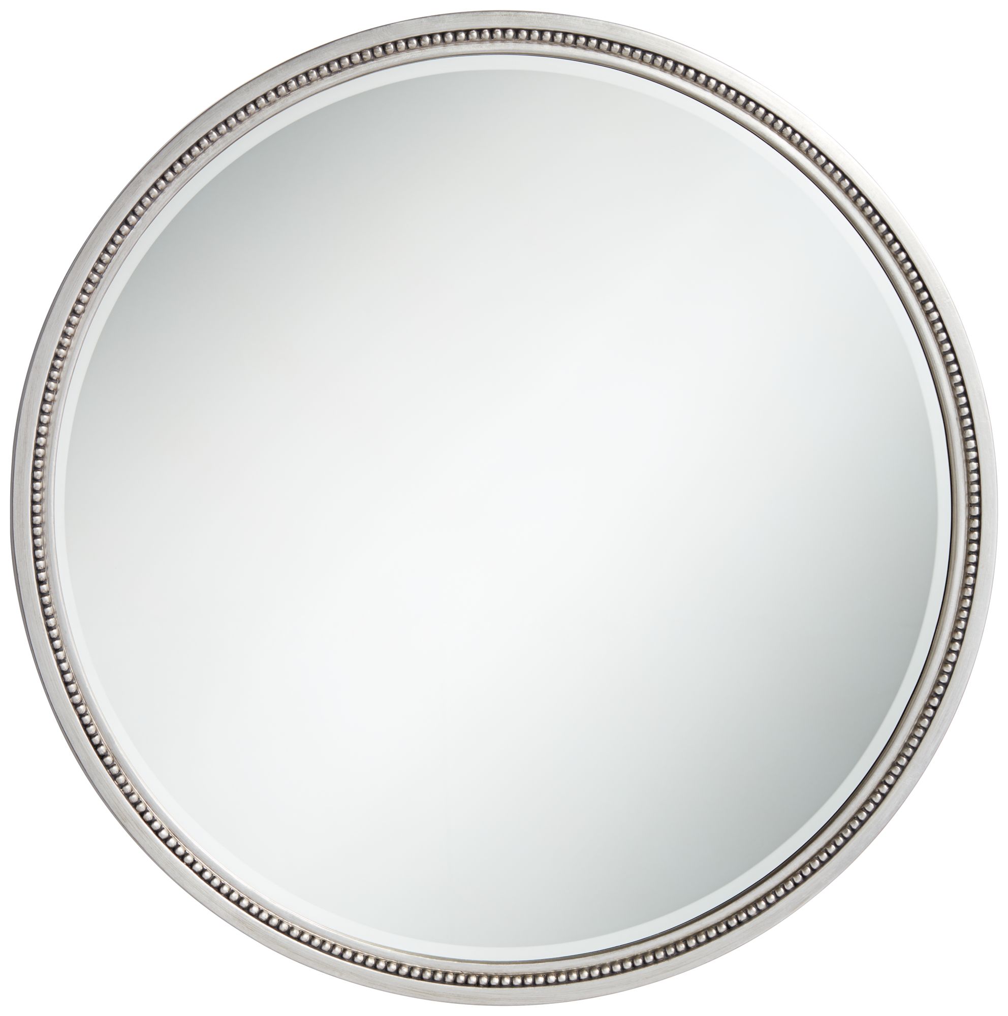 Image 2 Possini Esparza 32 3/4" Beaded Trim Round Silver Wall Mirror