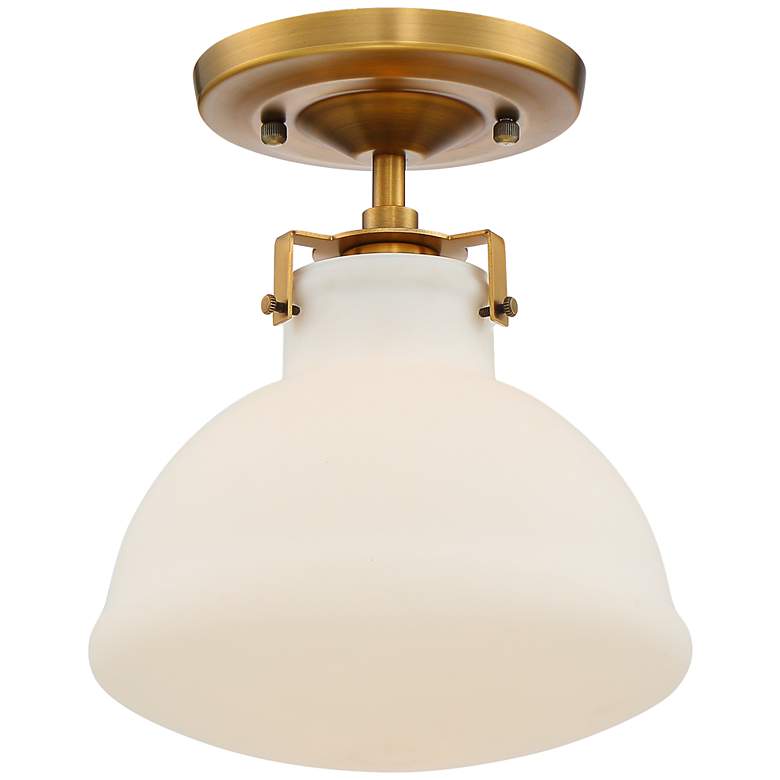 Image 2 Possini Euro 10 1/4 inch Wide Gold and Opal Glass Ceiling Light