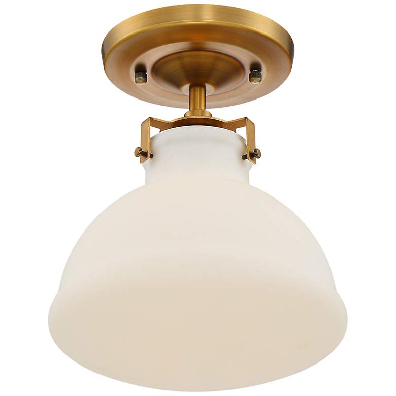 Image 5 Possini Euro 10 1/4 inch Wide Gold and Opal Glass Ceiling Light more views