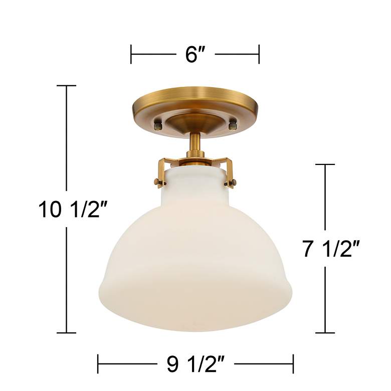 Image 7 Possini Euro 10 1/4 inch Wide Gold and Opal Glass Ceiling Light more views