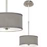 Thumbnail1 of Possini Euro 10 1/4" Wide Nickel and Gray Faux Silk Shade Mini Pendant