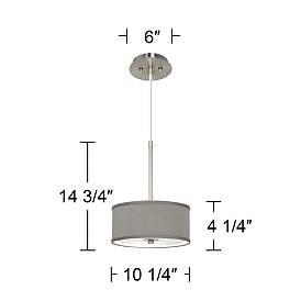 Image5 of Possini Euro 10 1/4" Wide Nickel and Gray Faux Silk Shade Mini Pendant more views