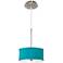 Possini Euro 10 1/4" Wide Nickel and Teal Blue Faux Silk Mini Pendant