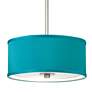Thumbnail3 of Possini Euro 10 1/4" Wide Nickel and Teal Blue Faux Silk Mini Pendant more views