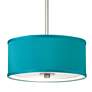 Possini Euro 10 1/4" Wide Nickel and Teal Blue Faux Silk Mini Pendant