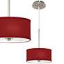 Thumbnail1 of Possini Euro 10 1/4" Wide Textured Faux Silk Red Mini Pendant