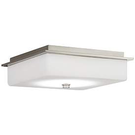 Image1 of Possini Euro 10" Square Modern Frosted White Glass Ceiling Light