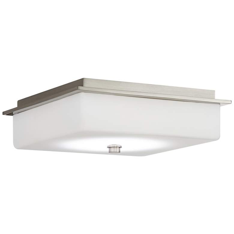 Image 1 Possini Euro 10" Square Modern Frosted White Glass Ceiling Light