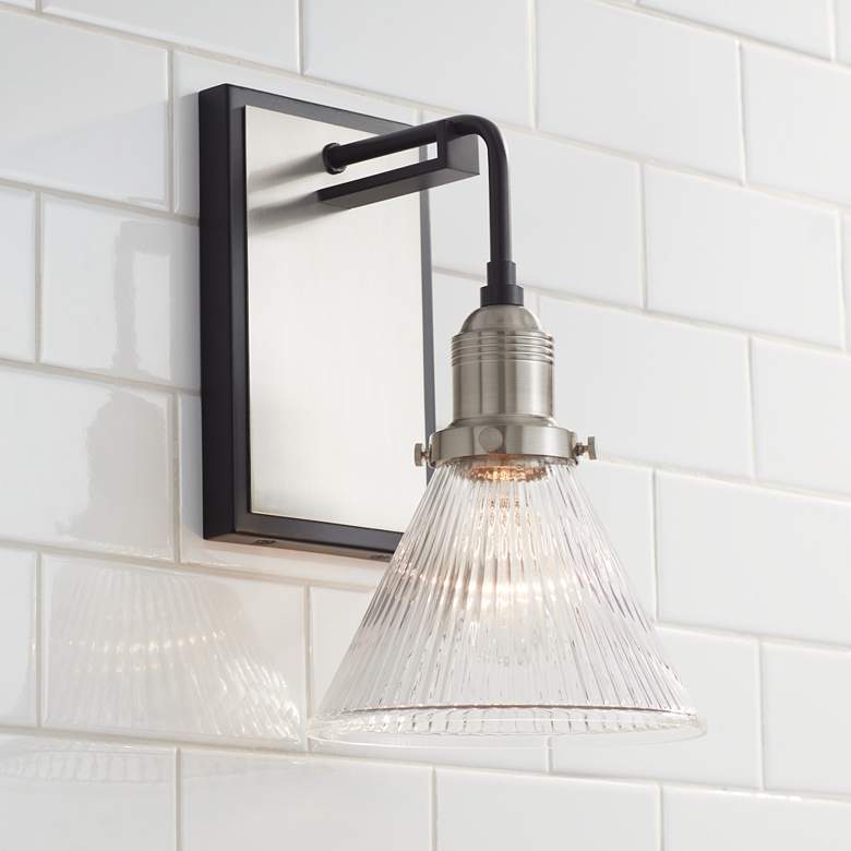 Image 1 Possini Euro 11 1/2" High Ribbed Glass Wall Sconce