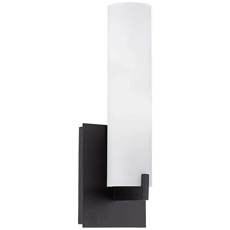 Image 1 Possini Euro 11 3/4" High Bronze and White Glass Modern Wall Sconce