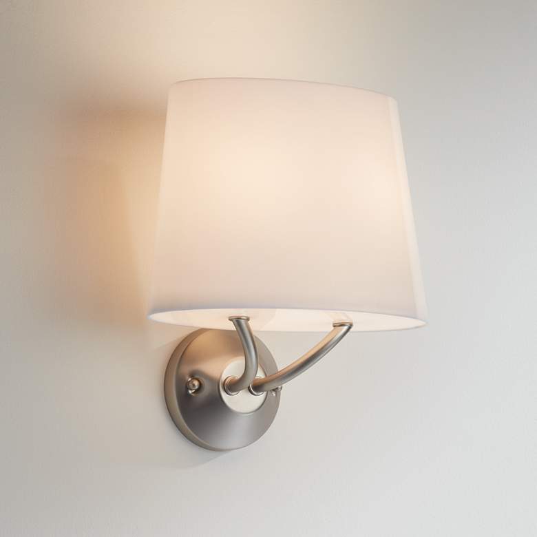 Image 1 Possini Euro 11 3/4" High Brushed Nickel Modern Wall Sconce Light