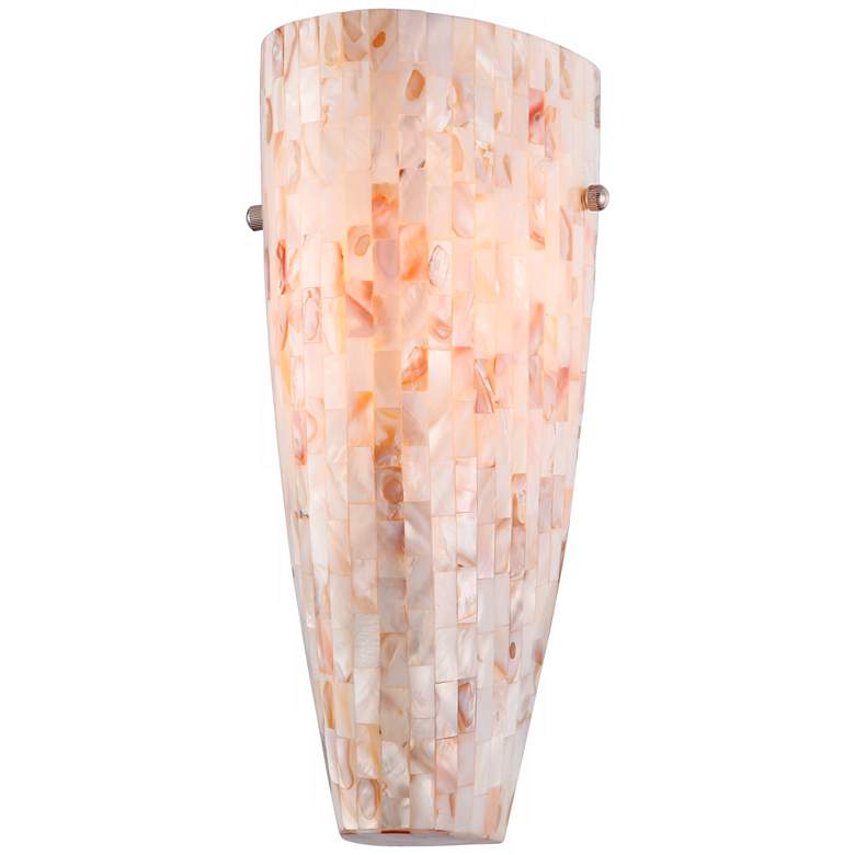Image 2 Possini Euro 11 3/4 inch High Mother of Pearl Mosaic Wall Sconces Set of 2 more views