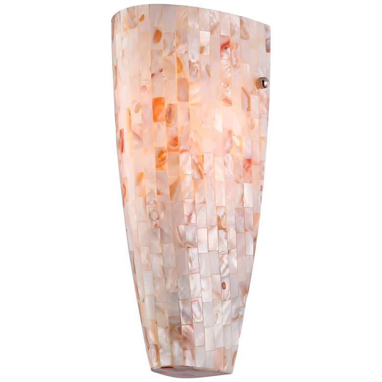 Image 3 Possini Euro 11 3/4" High Mother of Pearl Mosaic Wall Sconces Set of 2 more views