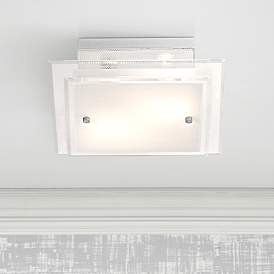 Image1 of Possini Euro 11 3/4" White Frosted Glass Flushmount Ceiling Light
