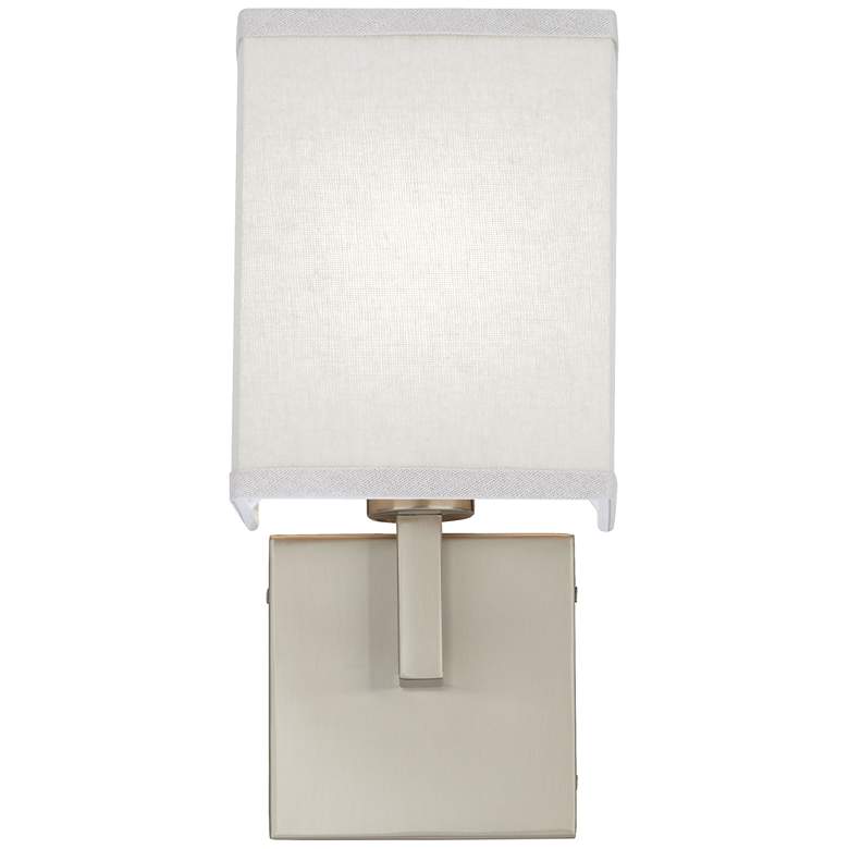 Image 2 Possini Euro 13" High Brushed Nickel White Linen Modern Wall Sconce more views